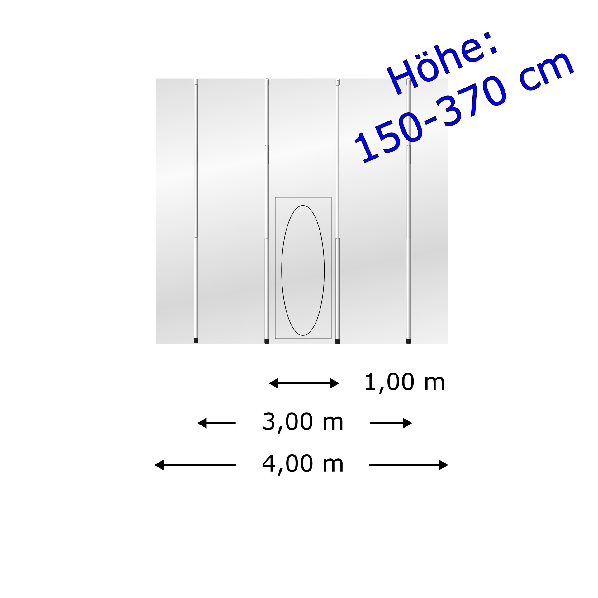 Staubschutzwand easyWALL 4,00 x 3,70 m Komplett-Paket – Ansicht, Toilette, Standleiste, Privatsphäre Bildschirm, Panorama Höhe 150-370 cm, Türöffnung Breite 1 m