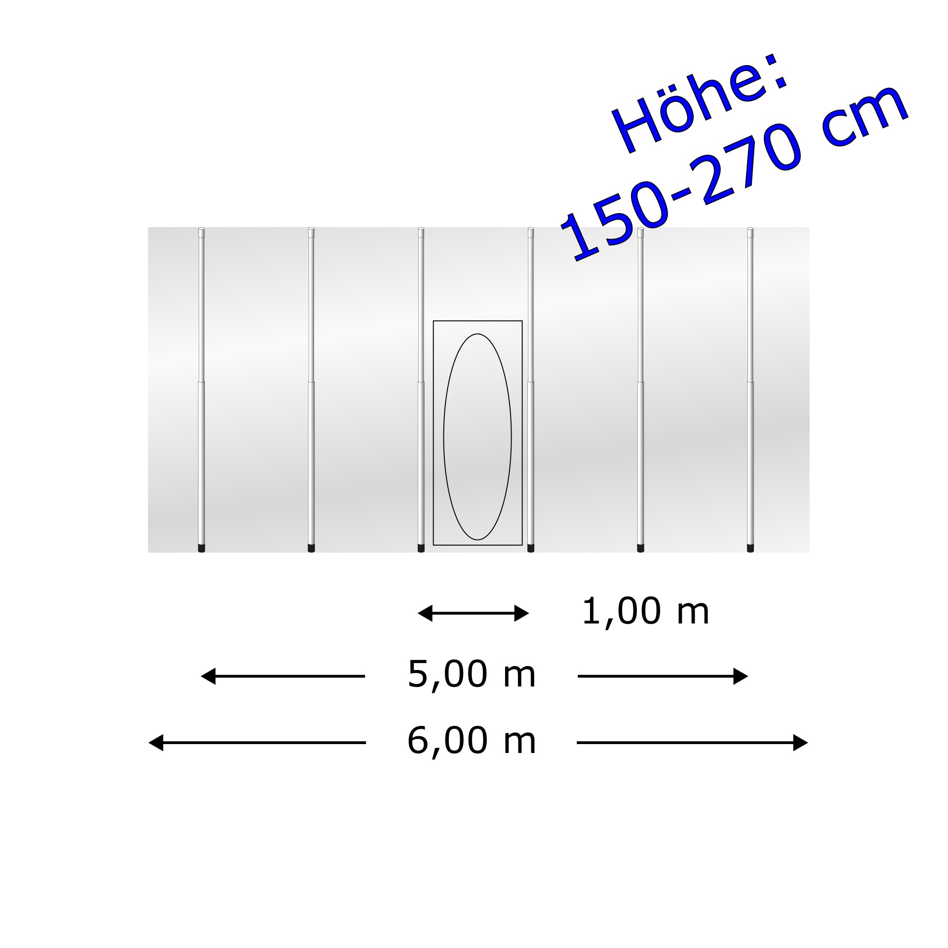Staubschutzwand easyWALL 6,00 x 2,70 m Komplett-Paket – Ansicht, Aufzug, Schrank, Tür, ovales Fenster, Abmessungen