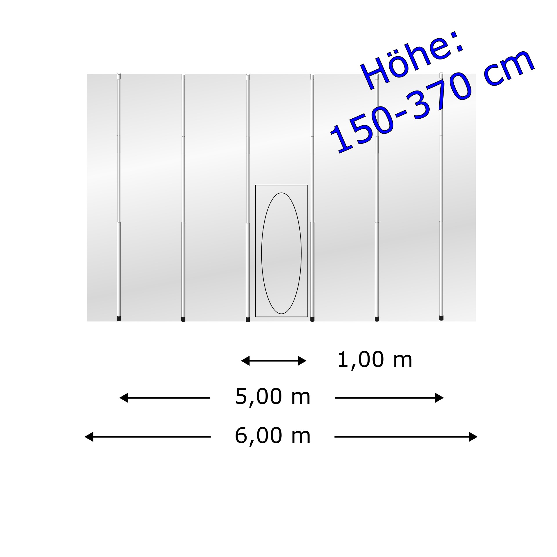 Staubschutzwand easyWALL 6,00 x 3,70 m Komplett-Paket – Ansicht, toilet, toilette, kabinett, ovalene tür, ingenieurzeichnung